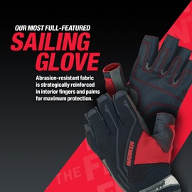 HARKEN Premium Sailing Protective Gloves Men's Full Finger Reflex, Black, Small, Model 2084S