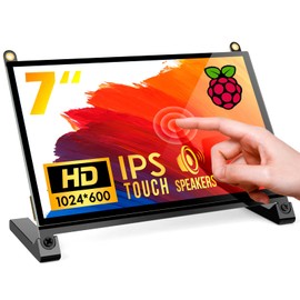 ROADOM 7’’ Raspberry Pi Screen, IPS1024×600,Responsive Smooth Touch,Dual Built-in Speakers,HDMI Input,Compatible with Raspberry Pi 5/4/3,Driver Free
