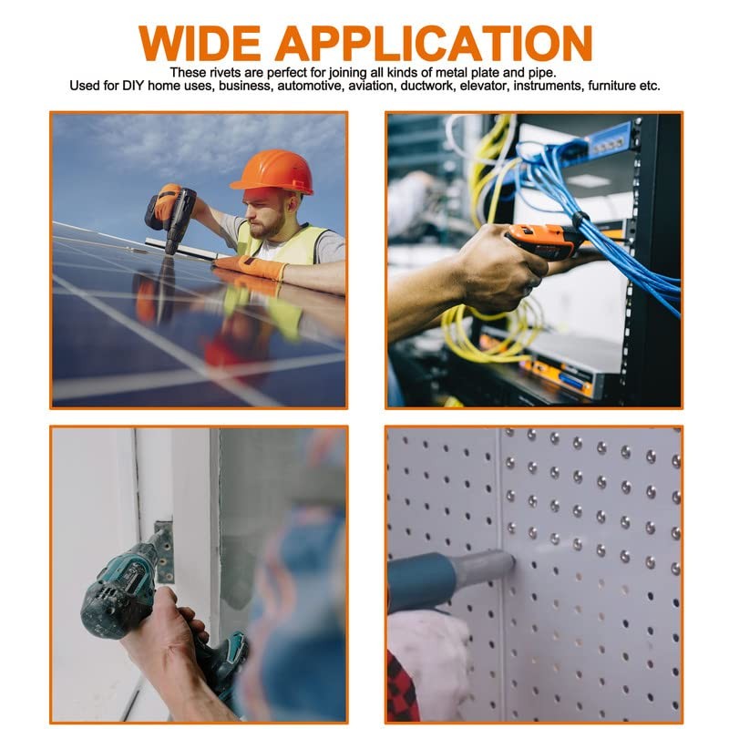 ISPINNER 100pcs 3/16" x 5/8" Aluminum Blind Rivets, 4.8 x