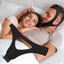 Anti-Snoring Chin Strap Devices, Chin Strap for Sleeping, Effective Stop Snoring Solution, Adjustable Breathable Chin Strap for Men and Women Sleeping, Black04