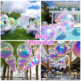 Gymodel Inflatable Mirror Ball, 0.5m 20in Golden Big Shiny Balls Inflatable, Shiny Mirror Ball with Double-Layer PVC Garden Balls for Party, Wedding, Outdoor&Indoor Decor, with 600w air Pump
