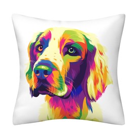 DILOXNSU Cushion Cover Golden Retriever Gifts Pillow Cover for Dog Lovers 45x45cm Home Decorate Rainbow Colored Dog Cushions for Livingroom Couch Sofa Decor Throw Pillow Case 18"x18"