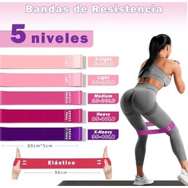 Juego de 6 Bandas de Resistencia – 5 Bandas Cortas + 1 Banda Larga Portátil, Antideslizantes y Resistentes al Olor, para Yoga, Pilates, Fitness y Entr