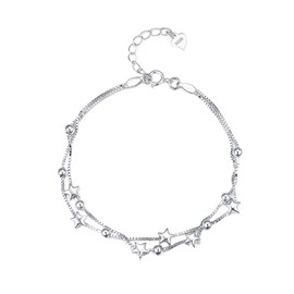 GANAZONO Bracelet Woman Bracelet Star 925 Pure Silver Jewelry Adjustable Cord for Daily Wear