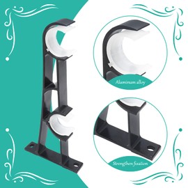 Rierdge 4 Pcs Sturdy Double Curtain Rod Brackets, Wall Mount Curtain Rod Holder Curtain for About 1 Inch Rod, Heavy Duty Curtain Rod Holder with Plastic Buckle, Aluminum Alloy (Black)