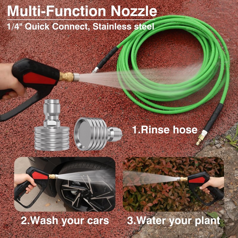 Sewer Jetter Kit for Pressure Washer 200 FT，Drain Cleaner Hose
