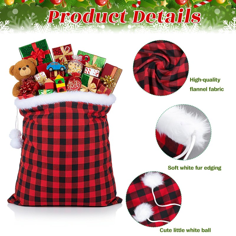 Shappy Large Christmas Santa Gift Sack with Cord Drawstring, Red