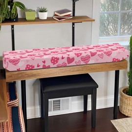 ZWPINITUP Pink Heart Keyboard & Digital Piano Cover Adjustable Fits All Poeple Piano Keyboard Dust Cover, Durable Adjustable Cover