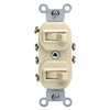 Leviton 5243-I 15 Amp, 120/277 Volt, Duplex Style Two 3-Way Combination Switch, Commercial Grade, Ivory
