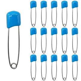 Ruidee Pack of 50 2.2 Inch Nappy Pins Safety Pins Plastic Head Nappies Needles with Locking Clasp (Blue)