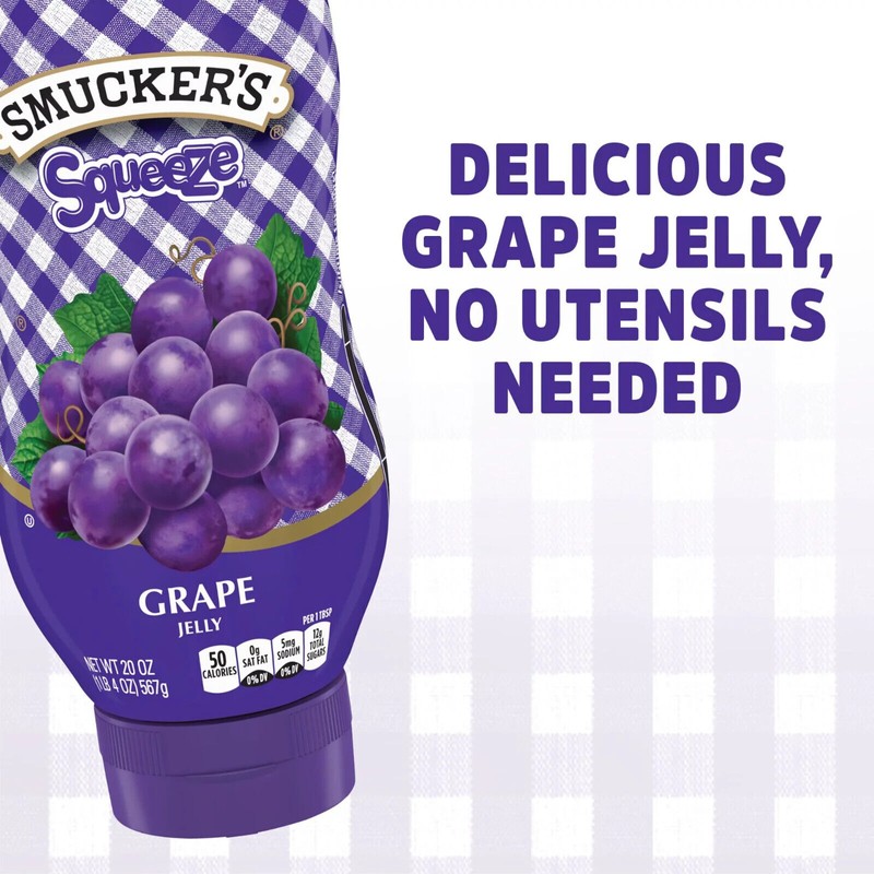 Smucker's Squeeze Grape Jelly, 20 oz (4-Pack) - Convenient, Mess-Free