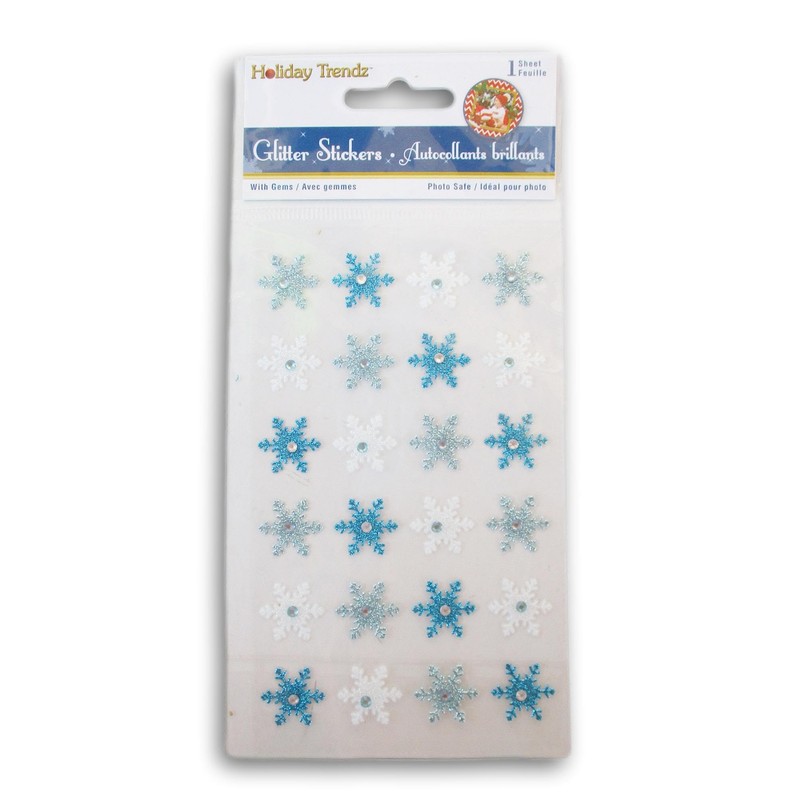 Snowflake Gem Stickers - Glitter & Rhinestone Christmas and Winter