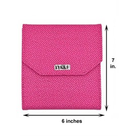 Lykke Blush 6-Inch (15cm) Crochet Hook Set Birchwood US Sizes E-4, F-5, G-6, 7, H-8, I-9, J-10, K-10.5, L-11, & M-13, Magenta Basketweave Vegan Suede Case with Project Bag