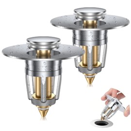 Pack of 2 Sink Plugs with Anti Clogging Strainer, Universal Drain Strainer Sink Plug Stopper Drain Fitting for Countertop Sink, Drain Plug for Bathtub 28-38 mm