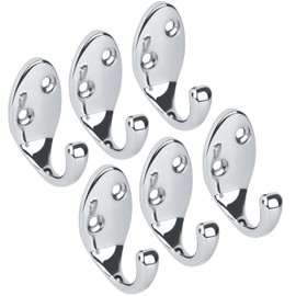 RICOO MH014-S6 Coat Hooks, Wall Hooks, Silver, Coat Rack, Pack of 6, Wall Coat Rack, Metal, Vintage Coat Hooks, Coat Rack Coat Hooks, Coat Rack Wall