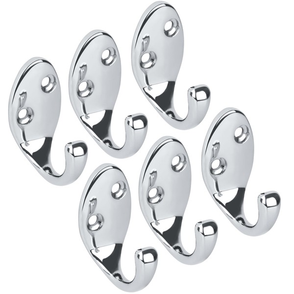 RICOO MH014-S6 Coat Hooks, Wall Hooks, Silver, Coat Rack, Pack