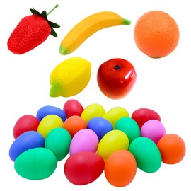 Famimueno Fruit Eggs Maracas Party Litomic Shakers Egg Shakers (20 Multicolor Eggs+5 Fruit Maracas)