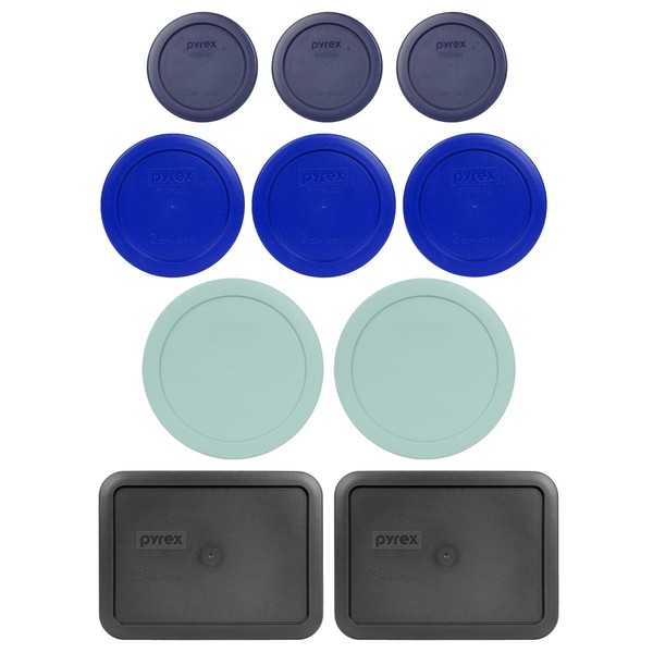 Pyrex (3) 7202-PC 1 Cup Blue (3) 7200-PC 2 Cup Cadet Blue (2) 7201-PC 4 Cup Muddy Aqua (2) 7210-PC 3 Cup Charcoal Grey Replacement Food Storage Lids Made in the USA