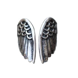 DUAN Antique Stainless Steel Ring Feather Angel Wing Cast Black Vintage Open Cuff Ring Punk Jewelry