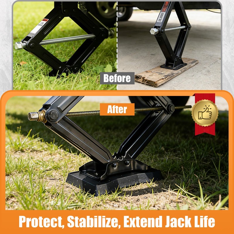 RV Stabilizer Jack Pads 2 Pack, Heavy Duty Rubber Scissor