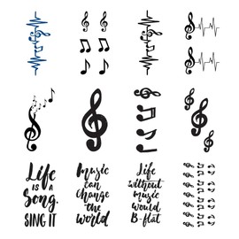 SanerLian Guitar Music Temporary Tattoo Sticker Watercolor Waterproof Adult Men Women Arm Shoulder Back Neck Body Art 10.5X6cm Set of 12 (SF229)