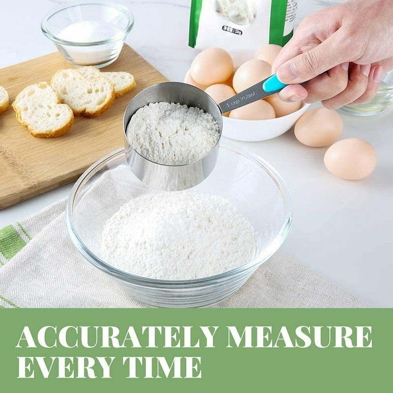 10PCS Measuring Spoons Cups Stainless Steel Baking Teaspoon Kitchen Gadget