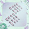 24PCS Silver Glitter Flower Press on Nails Medium Almond Fake