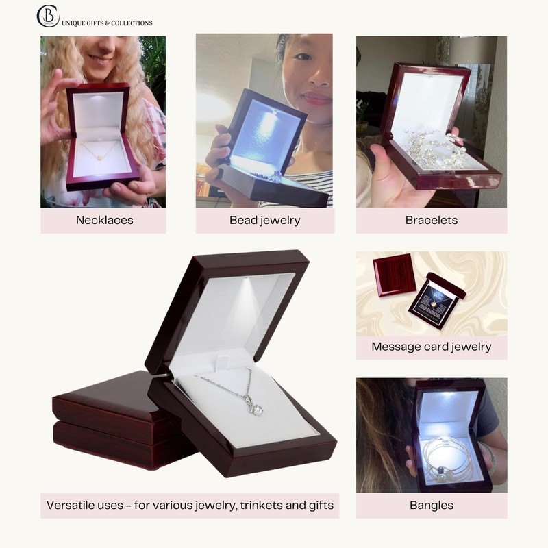 Necklace Box with LED Light – Small Jewelry Display Case