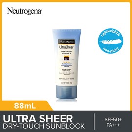 Neutrogena Ultra Sheer Dry-Touch Sunscreen For Face & Body, SPF 55 Broad Spectrum UVA/UVB Protection, Lightweight Water Resistant & Non-Greasy, Travel Size Sunscreen, 3 fl. oz
