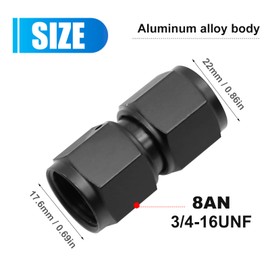 Anxingo Aluminum 8AN Female to 8AN Female Straight Swivel Coupler Fitting Adapter (8AN)