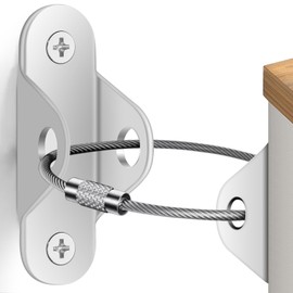 Furniture Anchors (6 Pack) for Baby Proofing, Furniture Straps Anti Tip Furniture Anchor Securing Keep Baby Pet Safety from Falling Furniture, Metal White Earthquake Straps