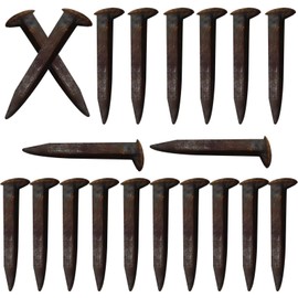 Railroad Spike, 20 Pcs Carbon Steel, Rusty Hammerhead Design, Vintage Industrial Style, Quality Metal for Tent Stakes, Art Projects, Forging Practice