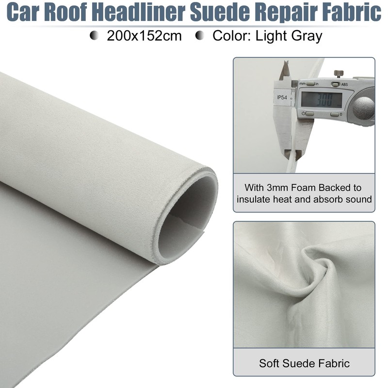 X AUTOHAUX Suede Headliner Fabric 79" x 60" Foam Backed
