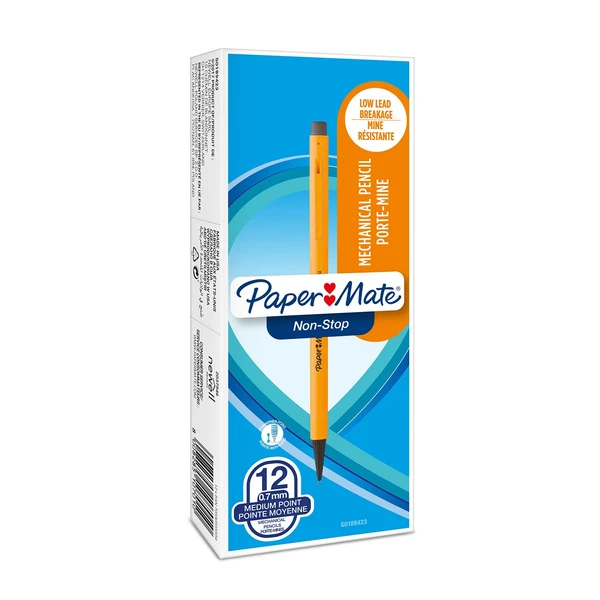 PaperMate 0.7 mm Non-Stop Mechanical Pencil, HB #2, Yellow Barrel,