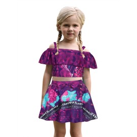 WonderBabe Descendants Bathing Suit Bikini Sets for Girls Princess 2 Pieces Ruffle Swimsuit Swimwear Mal Swim Wear Dress Up size 7-8