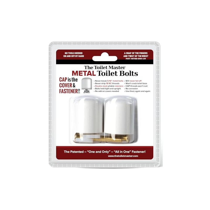 Metal Toilet Master Bolts Tool-Free Toilet Bolt and Cap System