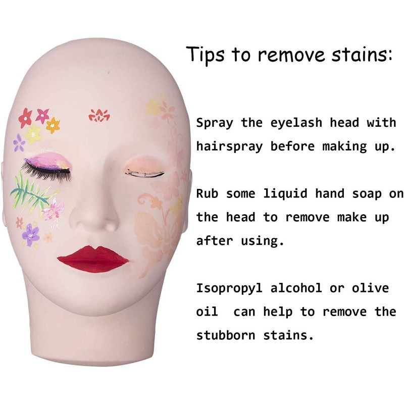 Training Mannequin Makeup Practice Flat Head Eye False Eyelashes Eyelash