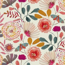 Vividpatch Floral Wallpaper Peel and Stick Boho Wall Paper Removable Waterproof Yellow/Pink/Orange Contact Paper for Bedroom, Bathroom, Home Wall 17.3" x 118"