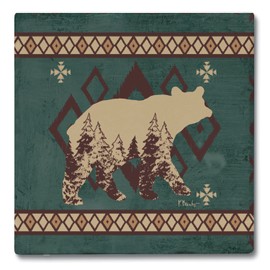 Thirstystone Aztec Lodge III Absorbent Stone Tumbled Tile Coasters with Protective Cork Backing 4-Pack 4" Square Manufactured in The USA Artistic Absorbent Easily Wipes Clean