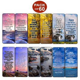Christian Bookmarks Cards (60-Pack)- Bible Verses to Release Stress and Anxiety - Inspirational Religious Scriptures Prayer Cards - Best Encouragement Gifts for Men Women Teens Kids - Church Supplies