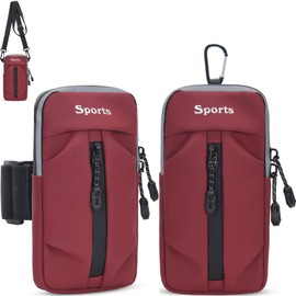 Arm Bag, RUMANLE Phone Armband Sleeve for Running Phone Arm Bands with Workout - Fits Most of Phone Use for Running, Workout Walking Gym, Hiking, and Biking - Red