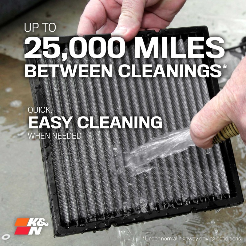 K&N LIFETIME Cabin Air Filter: Premium, Washable, Clean Air for