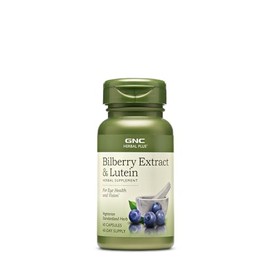 GNC Herbal Plus Bilberry Extract and Lutein Supplement, Vegetarian, Supports Eye and Vision Health, 60 Servings
