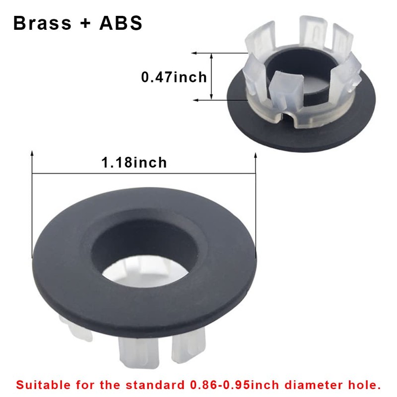 XFYBZN 2Pcs Sink Overflow Ring Matte Black Brass Kitchen Bath