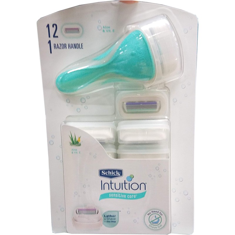 Schick Intuition Naturals Sensitive Care Razor with 12 Cartridges