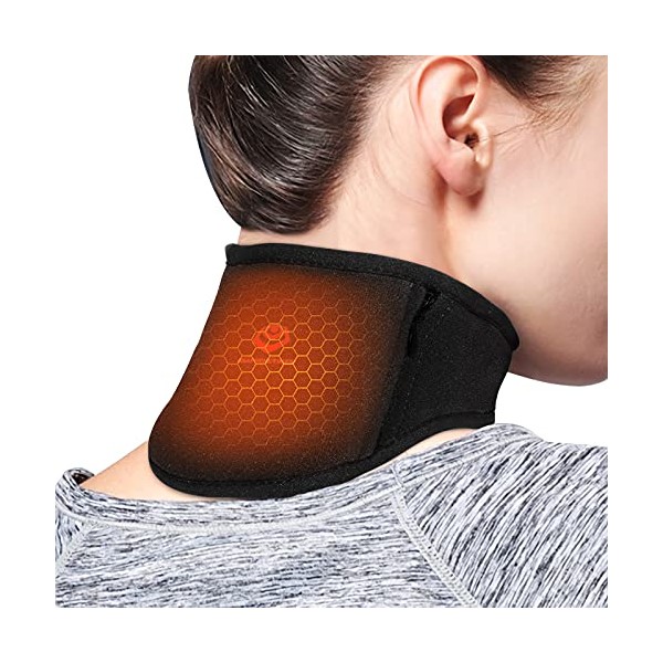 Neck Heat Pad - Neck Pain Relief by Far-Infrared Physical Therapy, USB Heated Neck Wrap with Adjustable Temperature, Perfect for Sore Neck and Muscle Pain Relief, Black