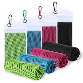 Feicuan 4 Pack Microfibre Towel for Gym Beach - 90 x 30 cm / 34.5 x 11.8 Inches Quick Drying Towels Compact with Storage Bag Hook Absorbent Holder Cooling Towel for Sports, Swimming, Camping, Hiking