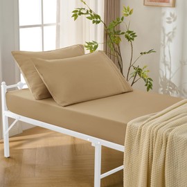 Eychei Cot Fitted Sheets, Beige, 2 Pack, 31" x 75"