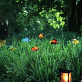 Woohome 50 PCS Butterfly Garden Stakes, Colorful Butterflies on Sticks Garden Ornaments Indoor Outdoor Yard Garden Flower Pot Decoration, Miniature Fairy Garden Decoration