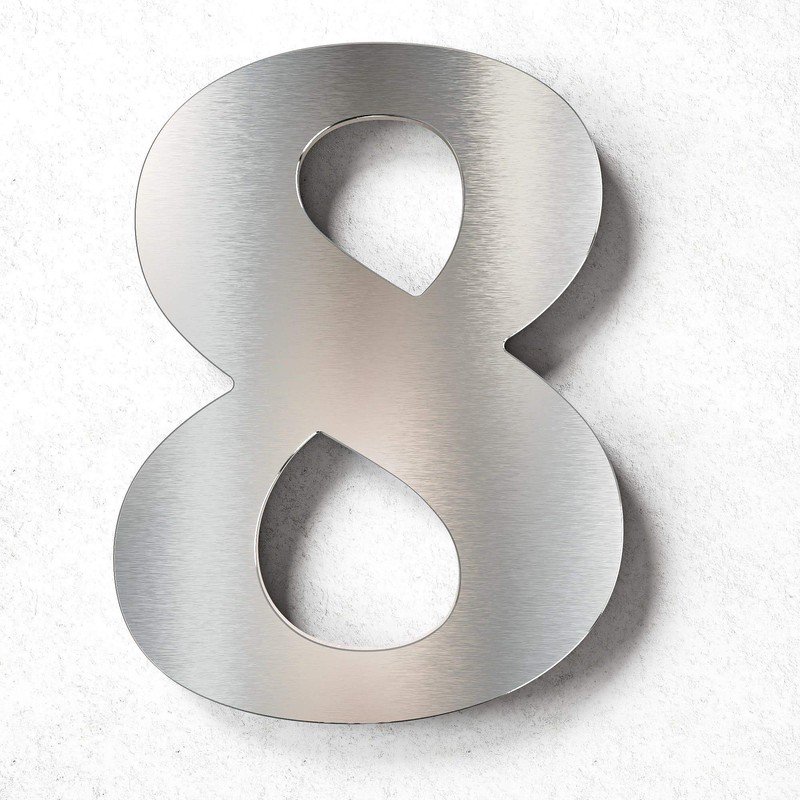 N-02-8-E Stainless Steel House Number 8 - Solid, Weatherproof and